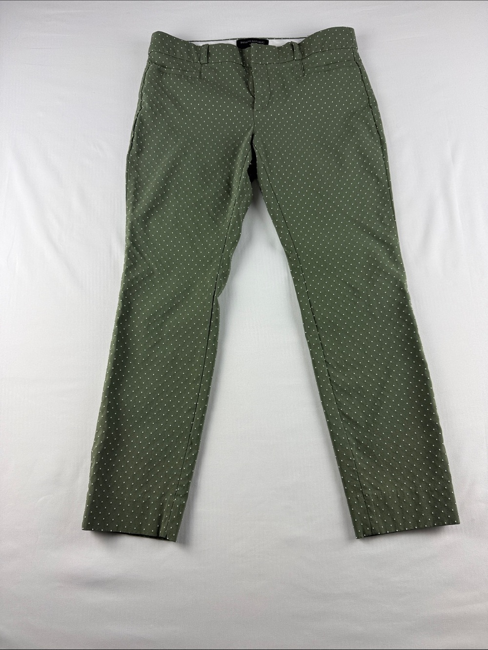 Banana Republic Sloan Slim Fit Polka Dot Work Pants Green White Size 2P